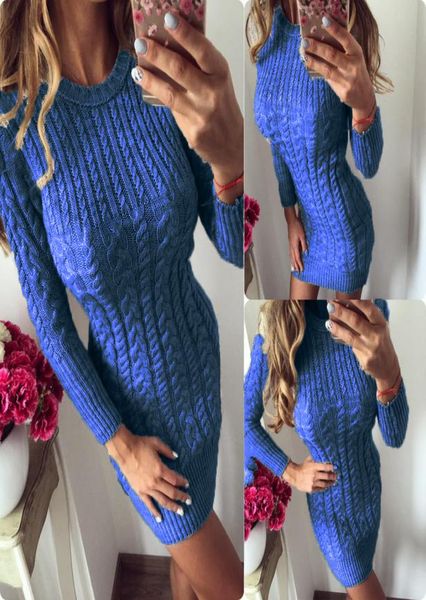 

fjun warm sweater dress women new autumn winter slim tight dress female o neck long sleeve knitted dress vestidos 2011286276456, White;black