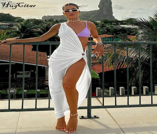 

one shoulder sleeveless hollow out draped slit midi dress 2022 summer slim streetwear elegant club beach y2k wear2058198, Black;gray