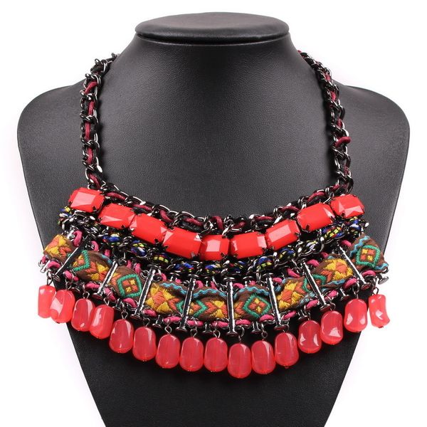 

navel bell button rings fashion statement exquisite gunmetal color chunky plastic beads necklace for female chain pendant vintage jewelry wo, Silver