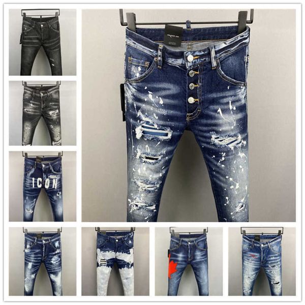 

2023 new arrivals d2 mens luxury purple designer denim jeans holes trousers dsquare jeans coolguy biker pants mens clothing 2bplm, Blue