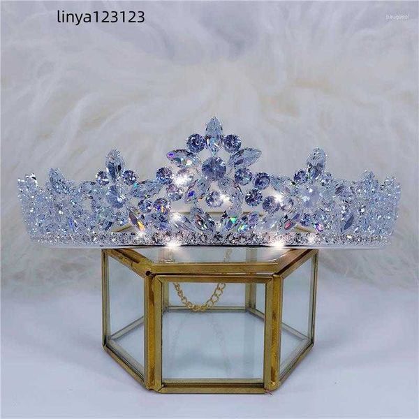 

hair clips fashion crystal wedding headpieces forehead tiara bridal vintage crowns baroque rhinestone bandana birthday party jewelry, Golden;silver