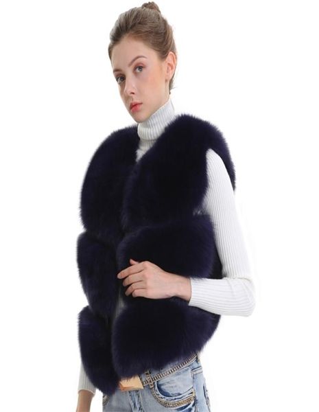 

women real fox fur vest female winter autumn genuine fox fur waistcoat coat fashion lady gilet natural real fur vest for women 2016751115, Black