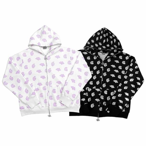 

european and american men's sports shirt gothic sports jacket long sleeved oversized hoodie jacket tri color y2k zip hoodie fashion pat, Black