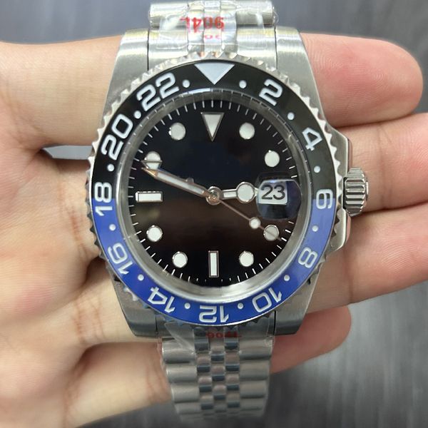 

Men's Watch Designer Classic Black Round Dial GMT 40mm Folding Buckle Sapphire Mirror Super Bright 904L Stainless Steel Waterproof Watch m126710blnr