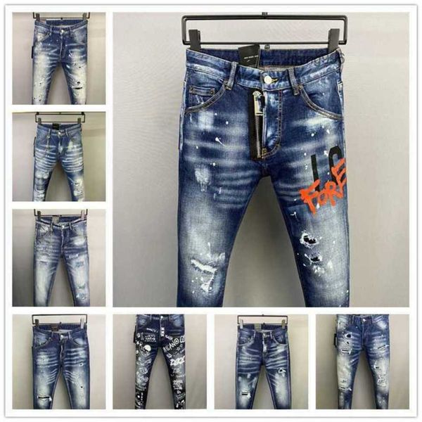 

2023 new arrivals d2 mens luxury purple designer denim jeans holes trousers dsquare jeans coolguy biker pants mens clothing 2mb74, Blue