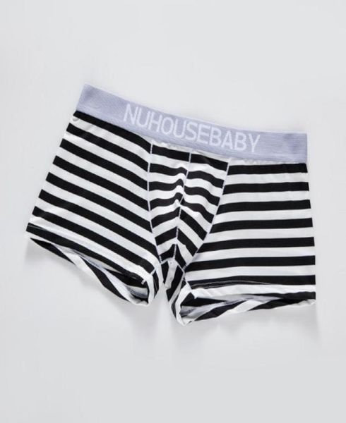 

mens striped boxers simple color stripes underwears breathable mid waist cotton underpants asian size m2xl 1403774, Black;white