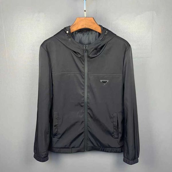 

luxury designer jacket men casual hooded coat pra logo embroidery jackets men's hoodie fashion trench coats, Black;brown
