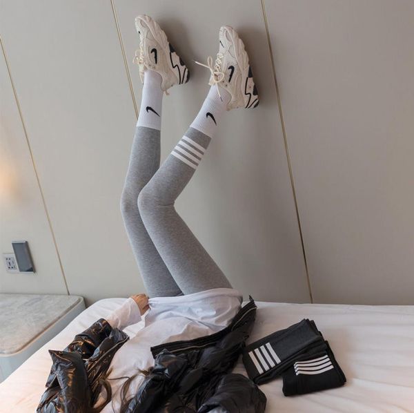 

2021 new grey thread tb leggings women039s spring and autumn thin cotton tight elastic slim fit sports casual pants1662480, Black