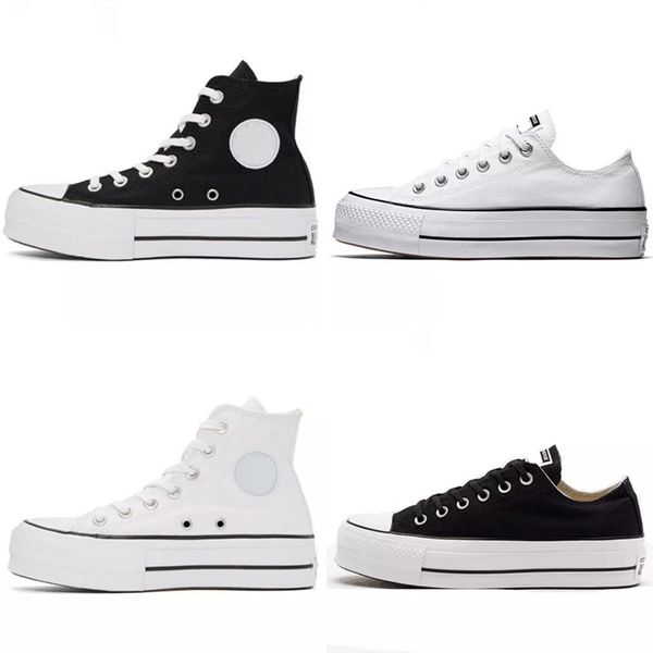 

women men all stars canvas shoes breathable high sneaker fashion thick bottom platform flat wedding ultra light comfortable sports shoe, Black