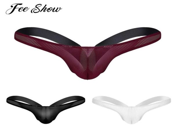 

feeshow mens mesh see through mesh stretchy briefs elastic waistband open back jockstrap bikini gstring thong briefs underwear5257729, Black;white