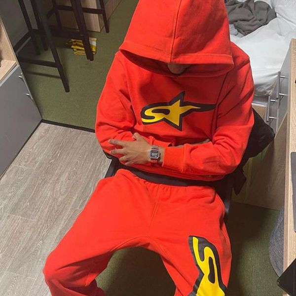 

men's hoodies sweatshirts brand y2k star print pullover sweater for men and women in europe and america hip-hop casual retro street loo, Black