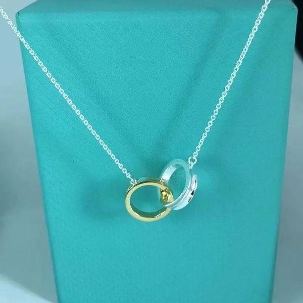 

new fashion classic design double loop charms pendant love necklace for women girls 925 silver steel wedding jewelry collares collier