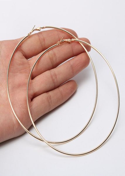 

large hoop earrings exaggerated smooth big circle earrings for women punk jewelry 30mm 40mm 50mm 60mm 70mm 80mm 90mm 100mm2933599, Golden;silver