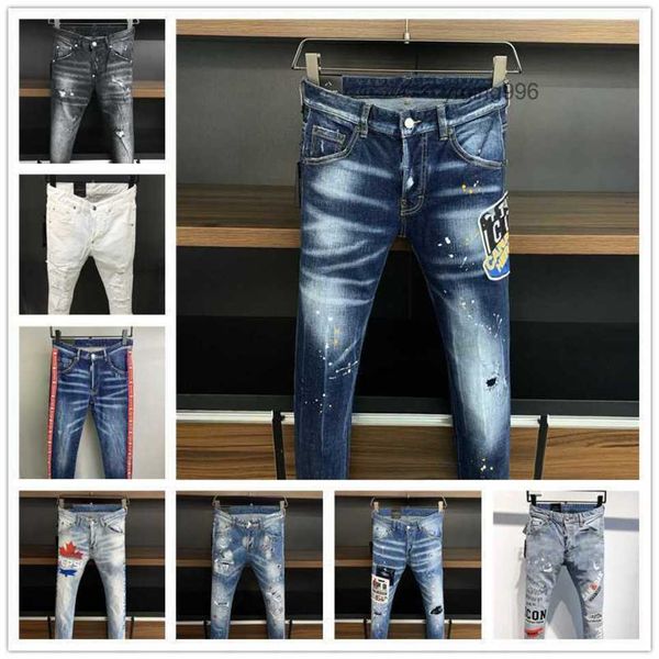 

2023 new arrivals d2 mens luxury purple designer denim jeans holes trousers dsquare jeans coolguy biker pants mens clothing 2b29d, Blue