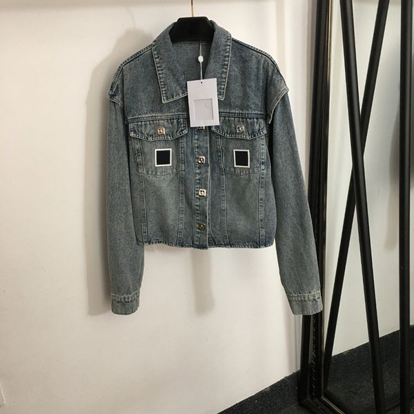 

retro denim jackets pocket designer coat womens long sleeve coat hip hop personality outerwear christmas jacket, Black