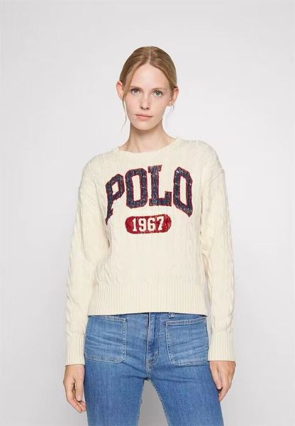 

2023 knitted sweater pullover women o-neck long sleeve casual letter high street usa fashion traf pulls femme mujer rl, White;black