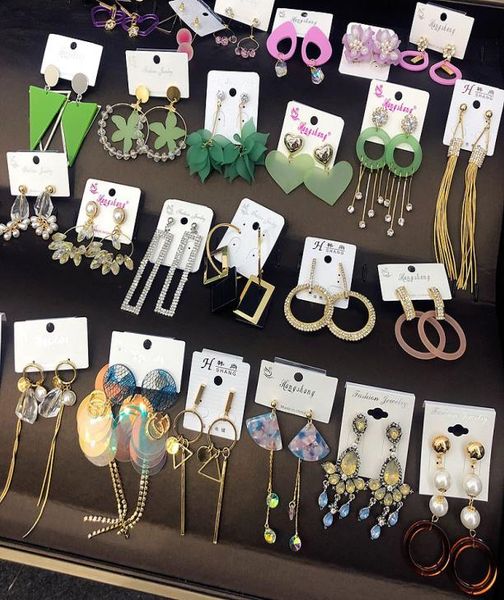 

fashion 1000 styles mixed long earrings acrylic drop earrings for women gold silver plated love earings8563040, Golden