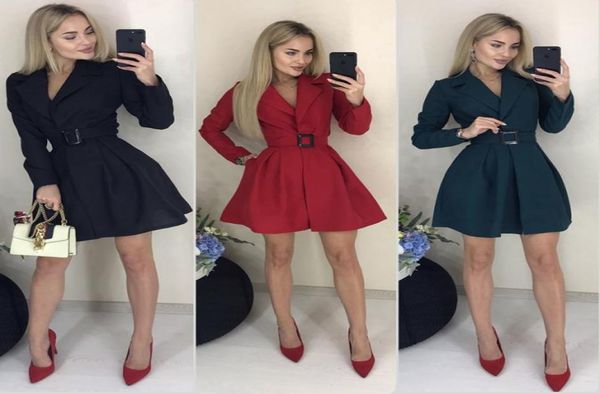 

women vintage party dress long sleeve v neck solid elegant casual aline dress autumn new fashion dress3704495, Black;gray