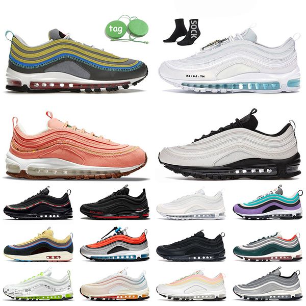

og fashion women mens max 97 running shoes maxs97 white black silver purple bullet premium bold pull tabs tropical twist sports trainers run
