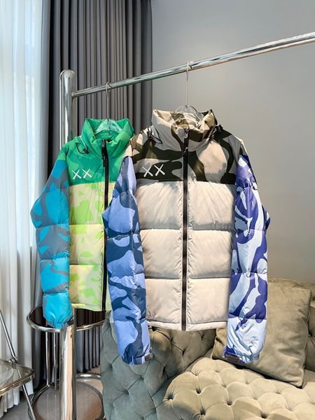 

r tnf men's down jacket classic co branded women's hooded down jacket winter north warm parka jacket face letter embroidered jacke, Black