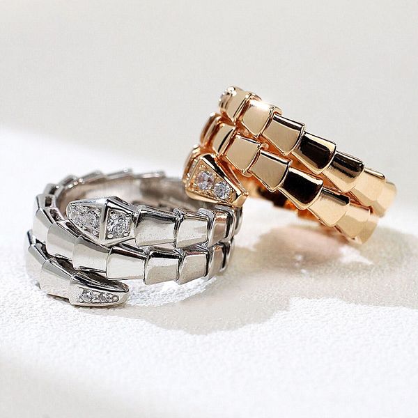 

wedding rings selling 925 sterling silver head and tail diamond snake ring women s fashion luxury party couple gift premium jewelry 230830, Slivery;golden