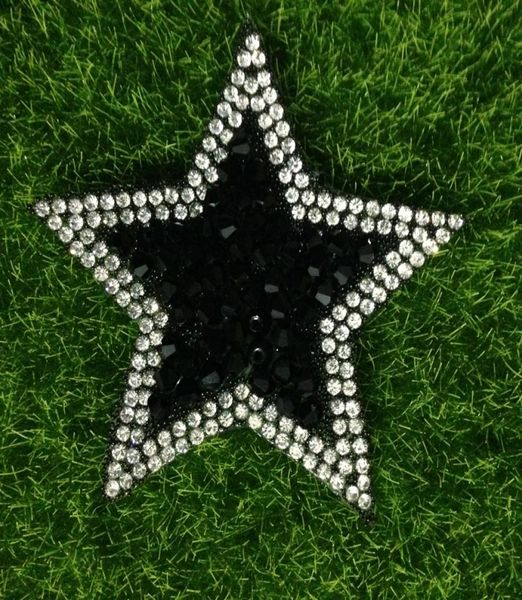 

20pcs beaded patch for clothing embroidered iron on patches star sticker jacket jeans garment patchwork dress stage applique badge4335444, Black