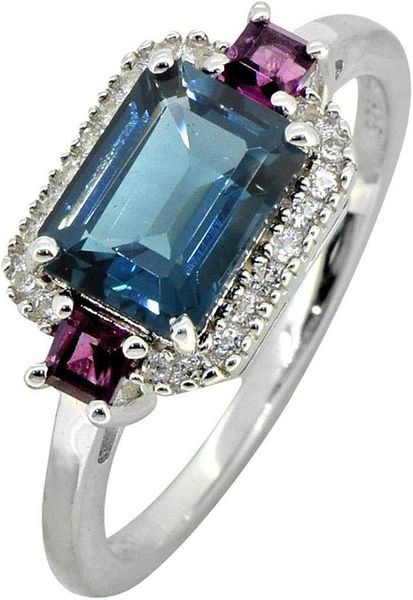 

yotreasure 2.26 ct. london blue z rhodolite solid 925 sterling silver antique ring