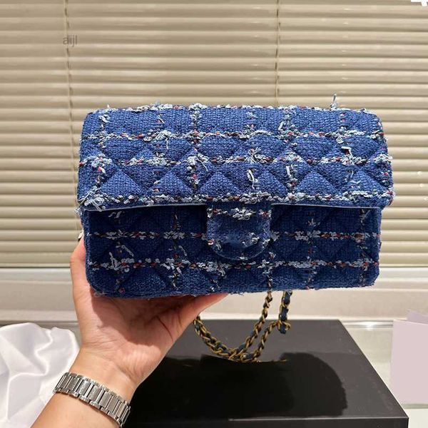 

womens classic single flap check quilted blue tweed bags gold metal hardware matelaase chain crossbody shoulder purse turn lock casual handb
