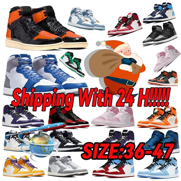 

2023 new og 1s basketball shoes mens sneakers black phantom pink olive white cement lucky green blue reverse mocha bred patent womens traine