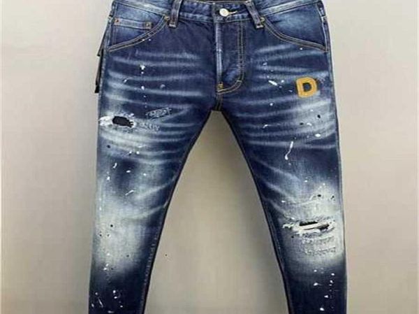 

men's jeans 2022 fw 23ss luxury brand designer d2 men denim uare embroidery pants fashion holes trousers mens clothing us size 28-38 2g, Blue