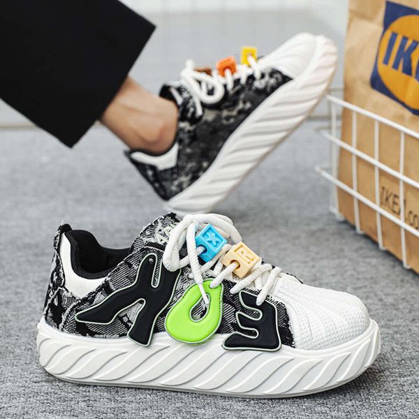 

youth mens thick sole board shoes low casual walking sneakers outdoor comfortable sports trainers black grey