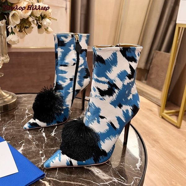 

boots autumn colorful cashmere tassel simple pointed toe stiletto side zipper suede fashion catwalk luxury nude women 45 230830, Black