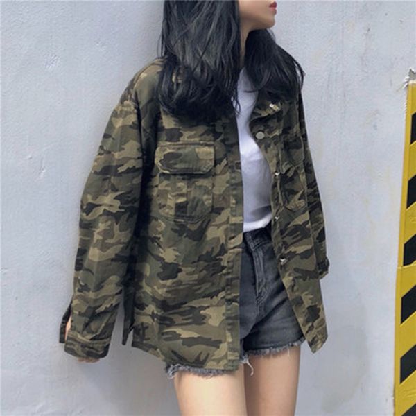

women's jackets military style spring camouflage jacket women plus size casual embroidery long sleeve loose coats female jacket c97 230, Black;brown