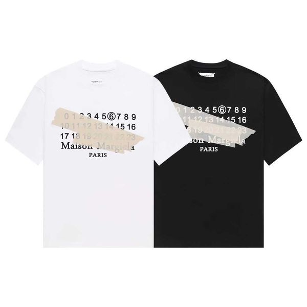 

designer t shirt margielas mm6 23ss new digital painted printed round neck t-shirt loose tee a6bz 3bnb, White;black