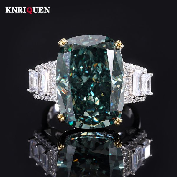 

wedding rings 2023 luxury 100 925 sterling silver 13 18mm dark green tourmaline for women gemstone party fine jewelry gift 230830, Slivery;golden