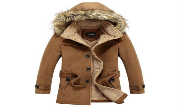 

2015 fashion new winter men039s wool coat lamb039s wool cashmere coats casual hooded fur collar long thicker men039s wind4379287, Black