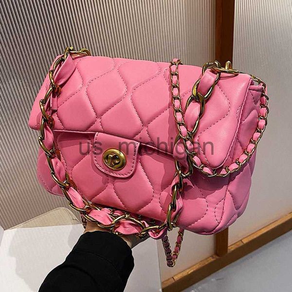 

evening bags 2022 new fashion design women metal chain shoulder bag simple lingge ladies leisure shopping flip cover crossbody tote bag j230