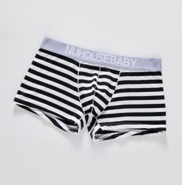

mens striped boxers simple color stripes underwears breathable mid waist cotton underpants asian size m2xl 8087742, Black;white
