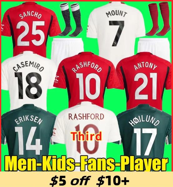 

3xl 4xl 23 24 rashford mount soccer jerseys hojlund sancho antony martinez casemiro 2023 football shirt fans player mans utds b. fernandes m, Black;yellow
