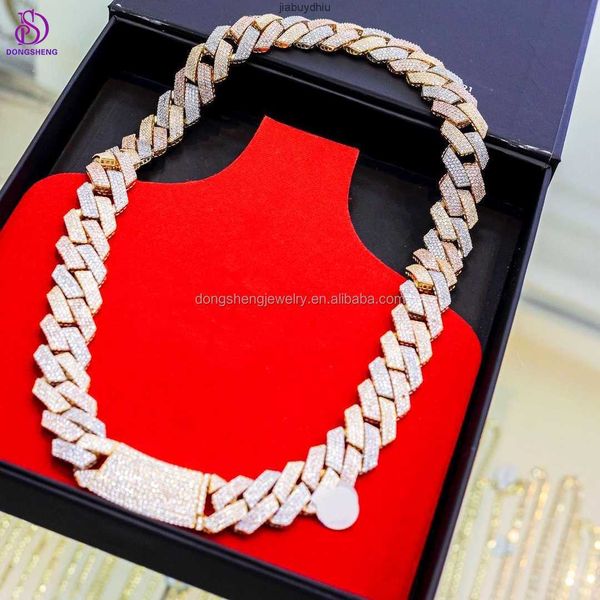 

stock 20mm hip hop men jewelry necklace iced out cuban bracelet 925 silver moissanite diamond link chain
