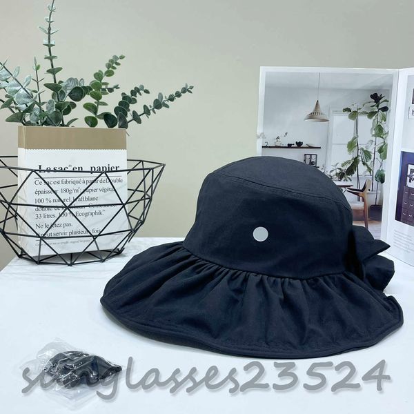 

black fisherman's hat lu large brim bow fisherman hat, women's visor, foldable hat, designer hat, light and comfortable sunscreen, Blue;gray