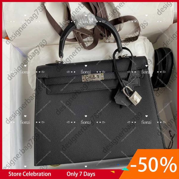 

9a high-end handmade wax line female designer luxury leather handbag classic fashion commuter large capacity bag shoulder crossbody epsom wi