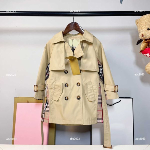 

new designer baby coats fashion splicing design windbreaker size 100-140 cm khaki outwear lace up waist kids jacket aug09, Camo