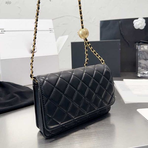 

womens pearl crush gold ball woc lambskin wallet bags classic mini flap quilted with chain metal hardware matelasse crossbody shoulder card
