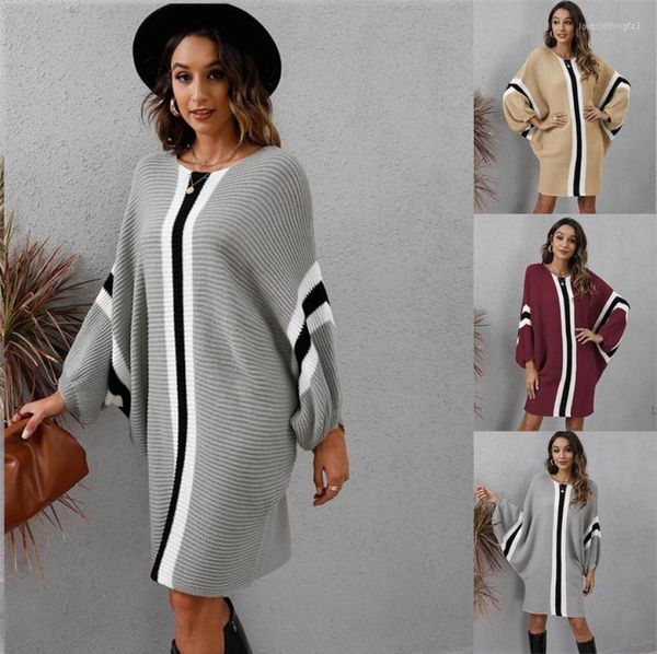 

women039s sweaters 2022 trend winter sweater with bat sleeve jumper for women gray pullover sueters long striped knit swaters l5981059, White;black