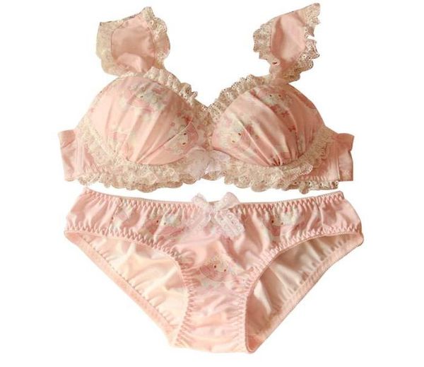 

bras sets women soft bow bra seamless cute strawberry bralette lingerie underwear japan lolita cosplay set6740248, Red;black