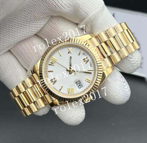 

ime mens super men's 904l gold steel gmf factory 3255 v2 day date 40mm silver white roman dial automatic movement sapphire yg bracelet, Slivery;brown