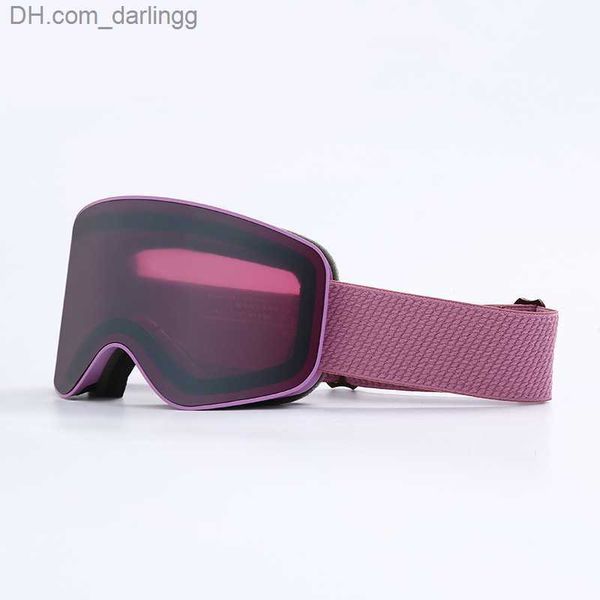 

ski goggles women/men double lens anti-fog skiing mask accesories snowboard glasses eyewear pink uv windproof big snow q230901