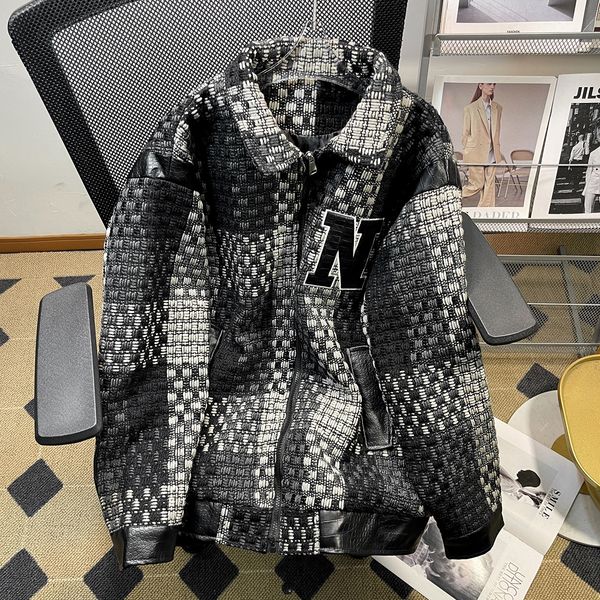 

mens jackets autumn jacket pu splice fashion polo coat party trend large casual 5xl 230831, Black;brown