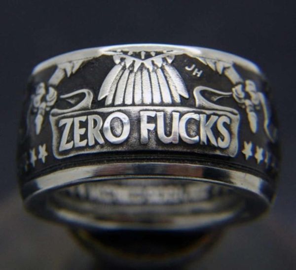 

minfi antique morgan silver ring half dollar zero fxxks ring the united states of america3903546, Black